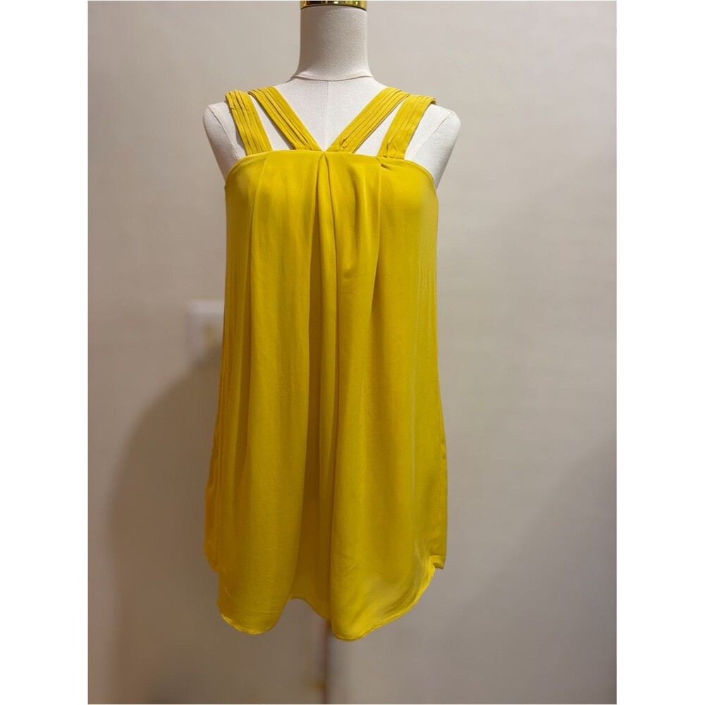 Alice + Olivia Yellow 100% Silk Babydoll Mini Dress XS Y2K Archive